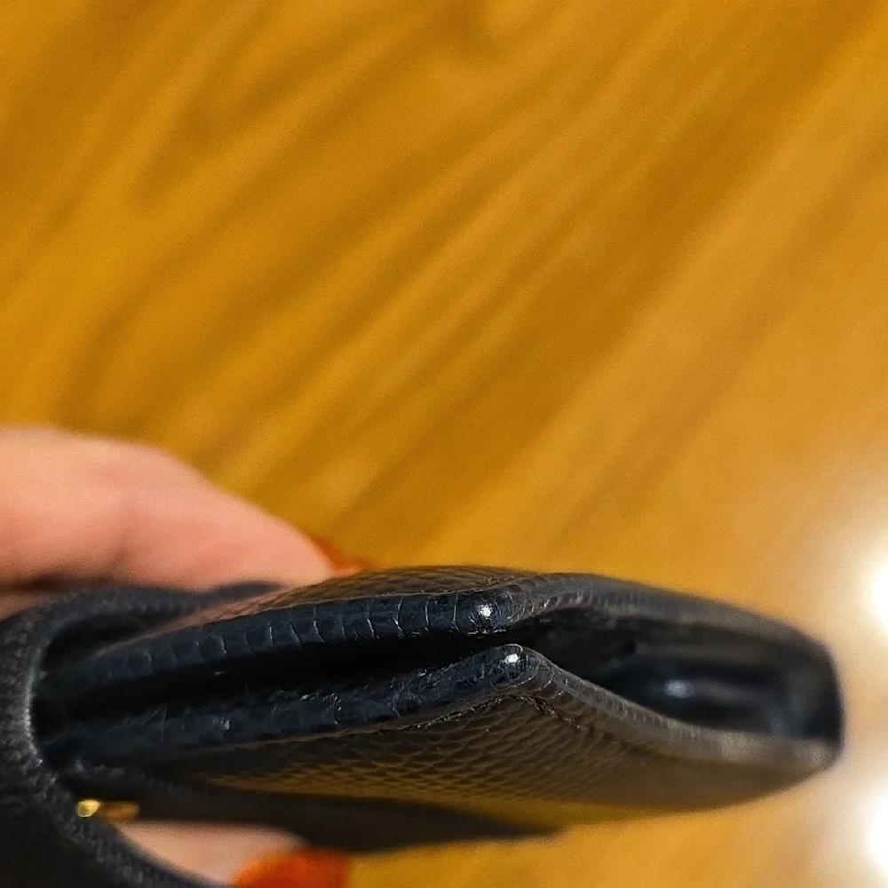 Salvatore Ferragamo Navy Wallet with Gold Buckle